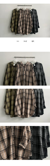 Puffin Long Hooded Checkered Shirt (3 colors) Dress For dress ♥