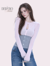 Rosy Moore Pink Gray Layered Tee