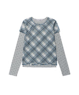 シアー チェック レイヤード LS Tシャツ(CV2GFFT557A)