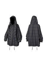 RELABEL Spatial Relations (Hollow Ring Cavity) Colour-Woven Checkered Dual-Form Loose Mid-Length Shirt-Style Coverall