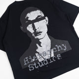 HIERARCHY STUDIOS TYPEWRITER - ブラックビジランテオーバーサイズTシャツ