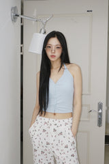 VネックホルターネックパッドスリーブレスTシャツ