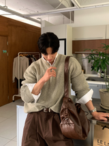  Beleries Simple Henry Neck Overfit Knit