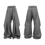 RELABEL (‘LABEL’) Acetate Tencel Wool Straight-Leg Relaxed-Fit Casual Trousers with Diagonal Pleats at the Knees
