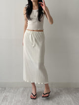[SET] Pleated Sleeveless Skirt Two-Piece Set
