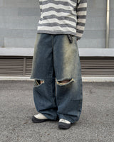 Limit destroyed wide denim pants