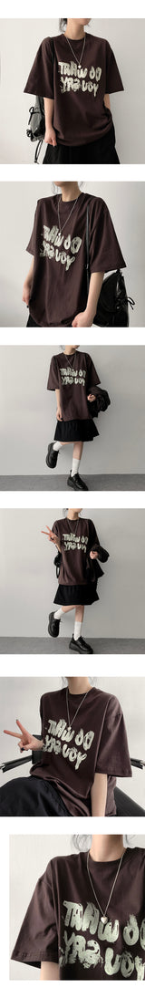 Fine overfit short-sleeved T-shirt