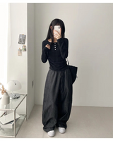 Chalang Denim Waistbanding Maxi Wide Pants