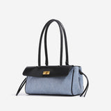 Vintage Jacquard Flap Baguette Shoulder Bag