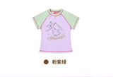 Contrast color printed round neck short sleeve T-shirt