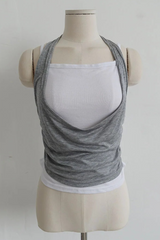 LAYERED-LOOK HALTER DRAPED TOP (3COLORS!)
