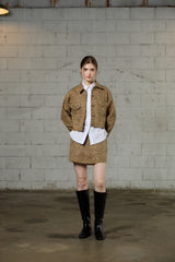 LEOPARD TRUCKER JACKET / BEIGE