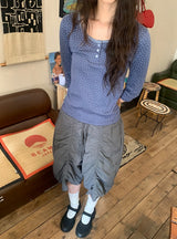 Lana U-neck Star Henley Neck Three Quarter Tee