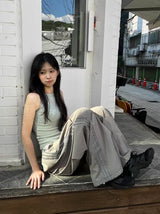 Metallic Track Wide Nylon Trousers