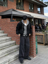 Field denim hood zip-up