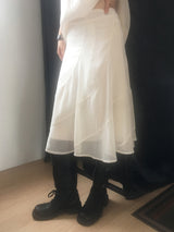 Ripple chiffon midi skirt