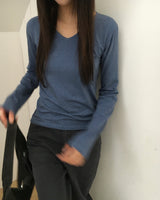 [ORIGINAL] Tika Pigment V-Neck Long-Sleeve T-Shirt