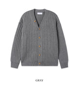 Normal Button Ribbed Knit Cardigan