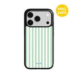 【MADE】パステル ストライプ グリーン アイフォン ケース [Glossy Glass/Magsafe]