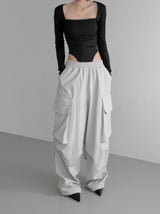 (Unisex) Lukin Big Pocket Cargo Wide Pants