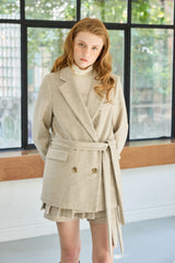 CLASSY HERRINGBONE WOOL JACKET / IVORY
