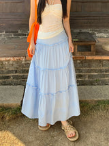 sky frill cancan long skirt