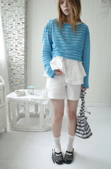 see-through crop stripe tee