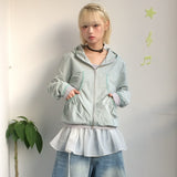 Shirring Pocket Two-Way Wind Zip-Up