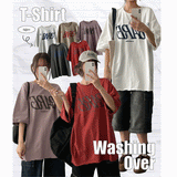 デックカッティングビンテージウォッシングオーバーショートスリーブTシャツ