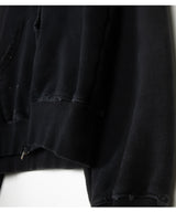 カットダメージウォッシングフードジップアップ [ BLACK ]