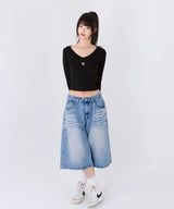 ステッチ Vネック ロングスリーブ ティーシャツ [フォーカラー]