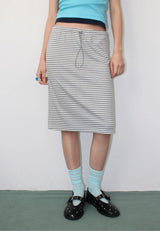 STRIPE STRING MIDI SKIRT