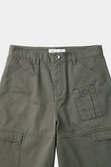 パネルドカーゴポケットヘリンボーンツイルショーツ (Washed Khaki)