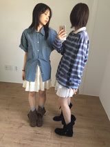 Overfit Nerd Check Shirt (2color)