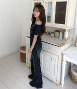 Rika Stitch Low Bootcut Denim Pants