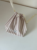 Clam string pouch _ Red stripe