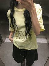 Koge Star Musical Note Printing Loose Fit Short Sleeve Tee