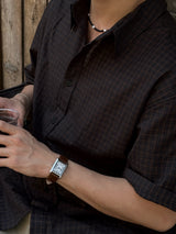 Cowhide metal watch