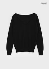 [B-BASIC] ワイドVネックニット (50% Wool)
