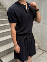 Ocean henley neck short sleeve setup