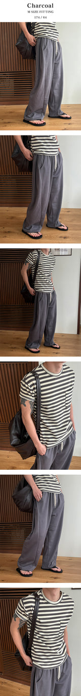 [Unisex] サイドタックワイドスウェットパンツ(5color)