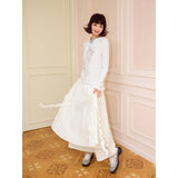 Mid-rise white butterfly floral skirt