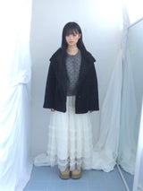 Cloud chiffon frill long skirt