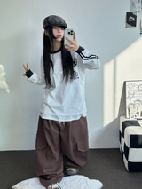 ヒップツーラインナンバーリングロゴスリーブTシャツ💙🤍🖤3カラー