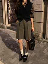 [MADE] Fidic Wool Herringbone Bermuda Pants