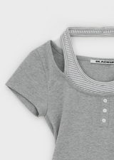 [MADE] Soldin Stripe Layered Short Sleeve T-shirt