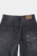Aged Splatter Carpenter Denim Pants(Washed Black)