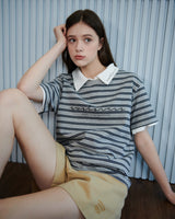 ストライプロゴTシャツ [GRAY]