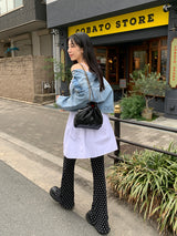 [MADE]ドットプリーツロングブーツカットパンツ