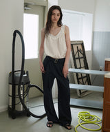Linen belted pants_navy